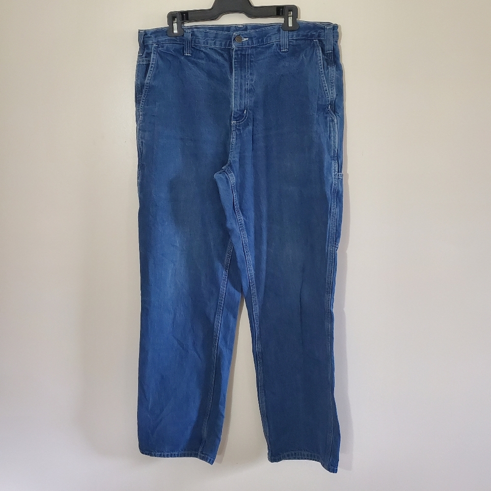 Carhartt Denim Blue Jeans Dungaree Fit Baggy Relaxed Medium Wash Size 36x32
